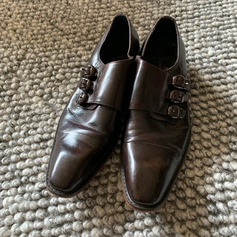 EUC Steven Land Monk Strap - inside zipper - Expresso Brown - All Leather sz 9.5